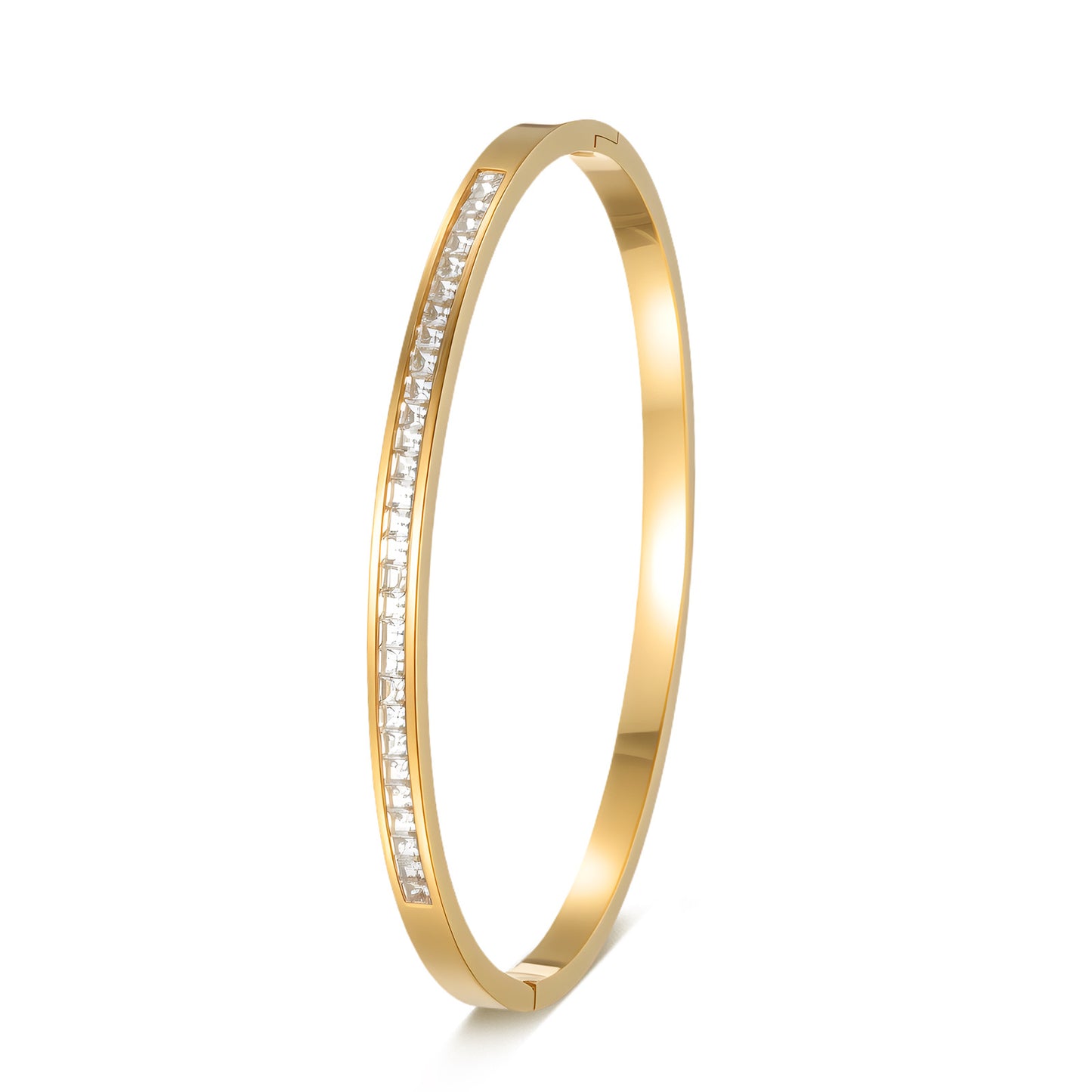 Planderful Everyday Genie Zircon Inlaid Titanium Steel Bracelet For Women With Spring Clasp Vintage