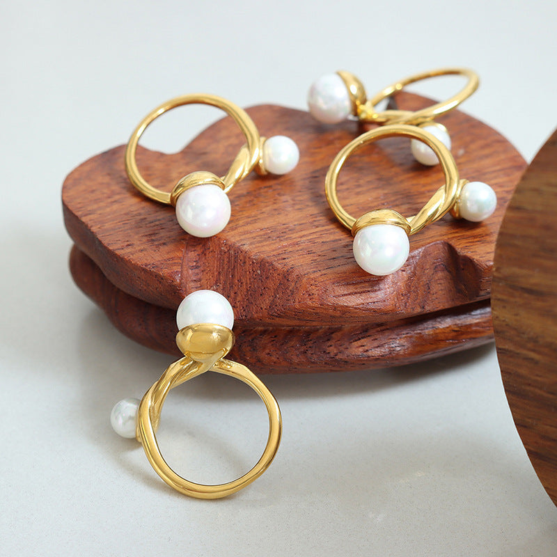 Colorful Beads Inlaid French-Inspired Niche Ring for Women