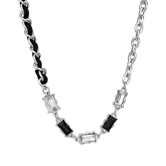 Planderful Jewelry Titanium Steel Couple Necklace Zircon Collarbone Chain High End Design