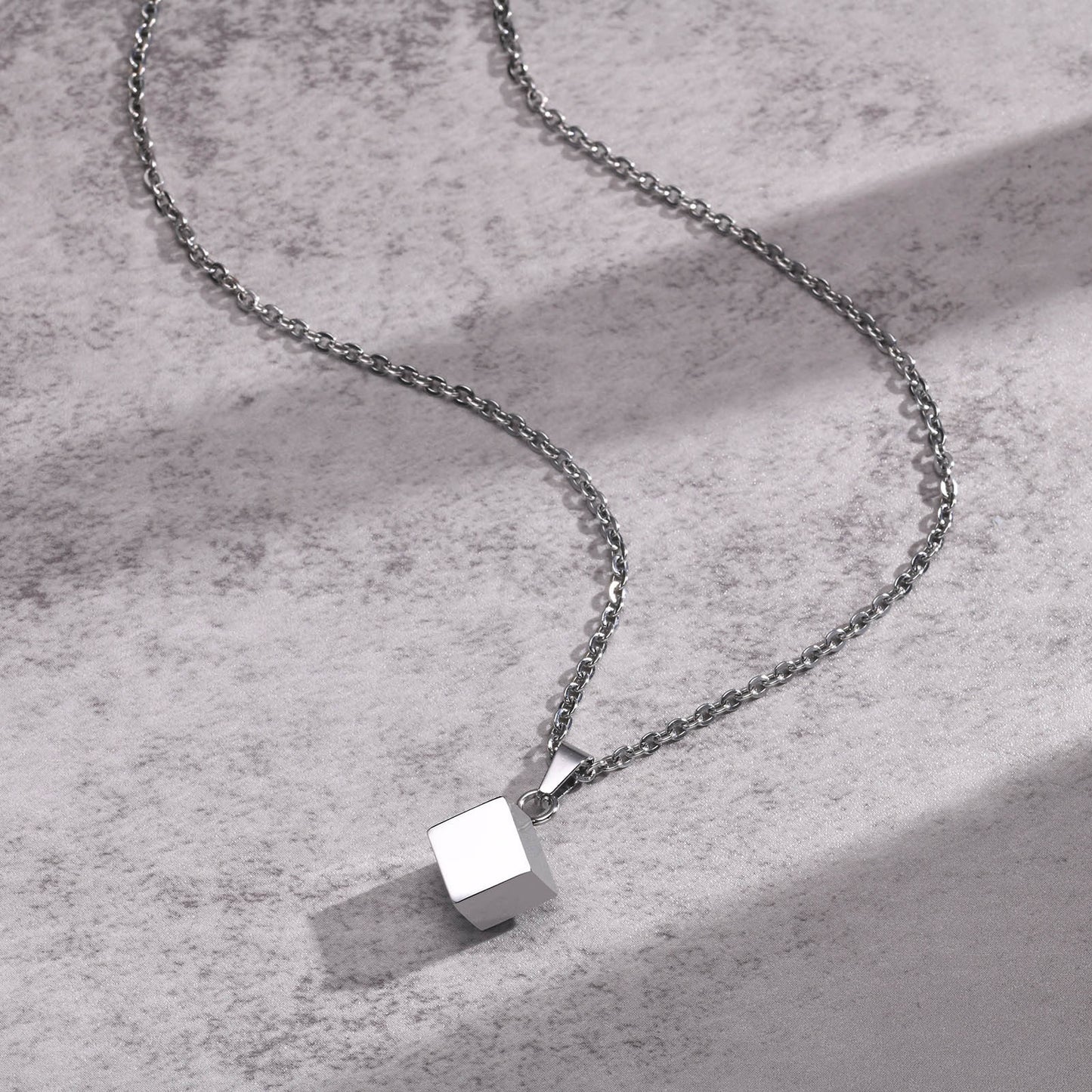 New Stainless Steel Square Openable Urn Pendant Necklace