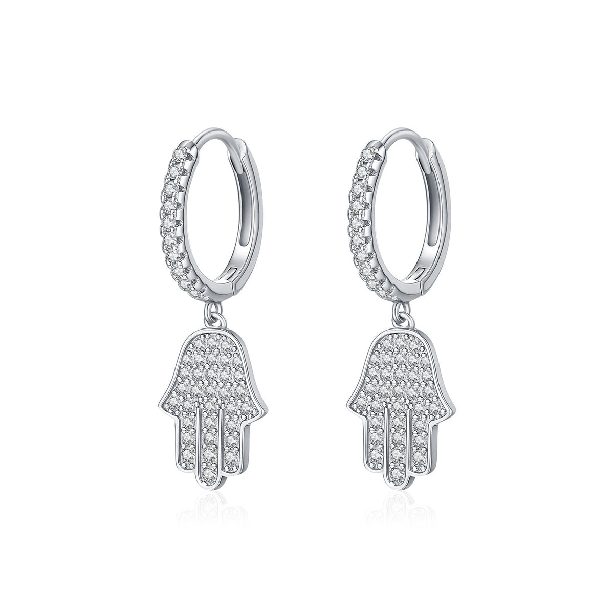 925 Sterling Silver Palm Zircon Earrings
