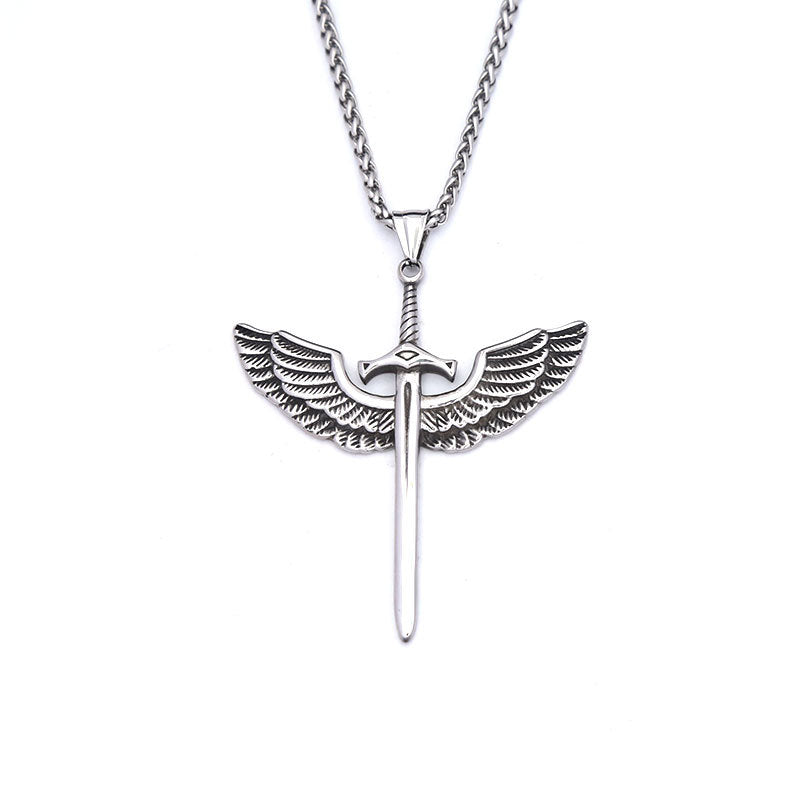 Cross-Border Amazon Jewelry Titanium Steel Eagle Feather Necklace