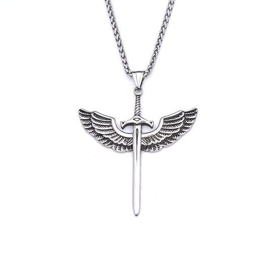 Cross-Border Amazon Jewelry Titanium Steel Eagle Feather Necklace