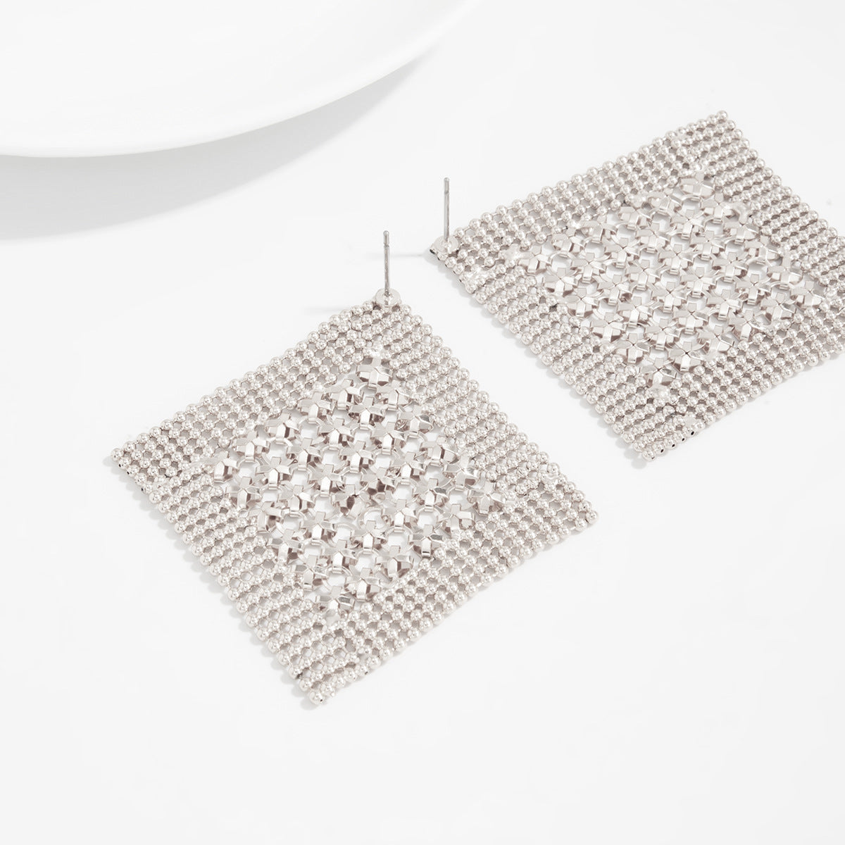 Geometric Rhombus Mesh Earrings By Planderful Vienna Verve For Modern Women Statement Jewelry