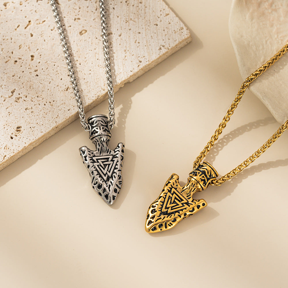 Planderful Titanium Steel Viking Triangle Rune Necklace For Hip Hop Punk Style Men Durable Bold Everyday Genie Collection
