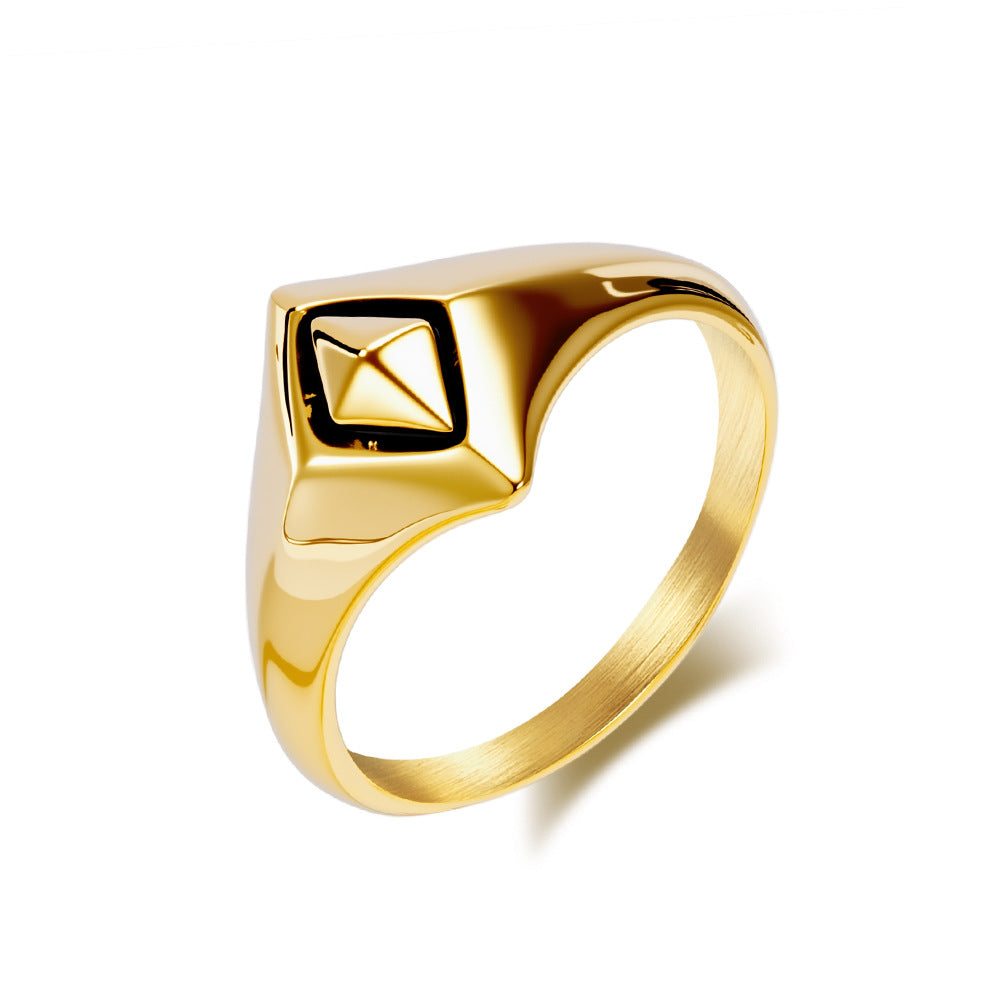 Planderful Titanium Steel Ring Geometric Rhombus Design For Men And Women Unisex Everyday Style