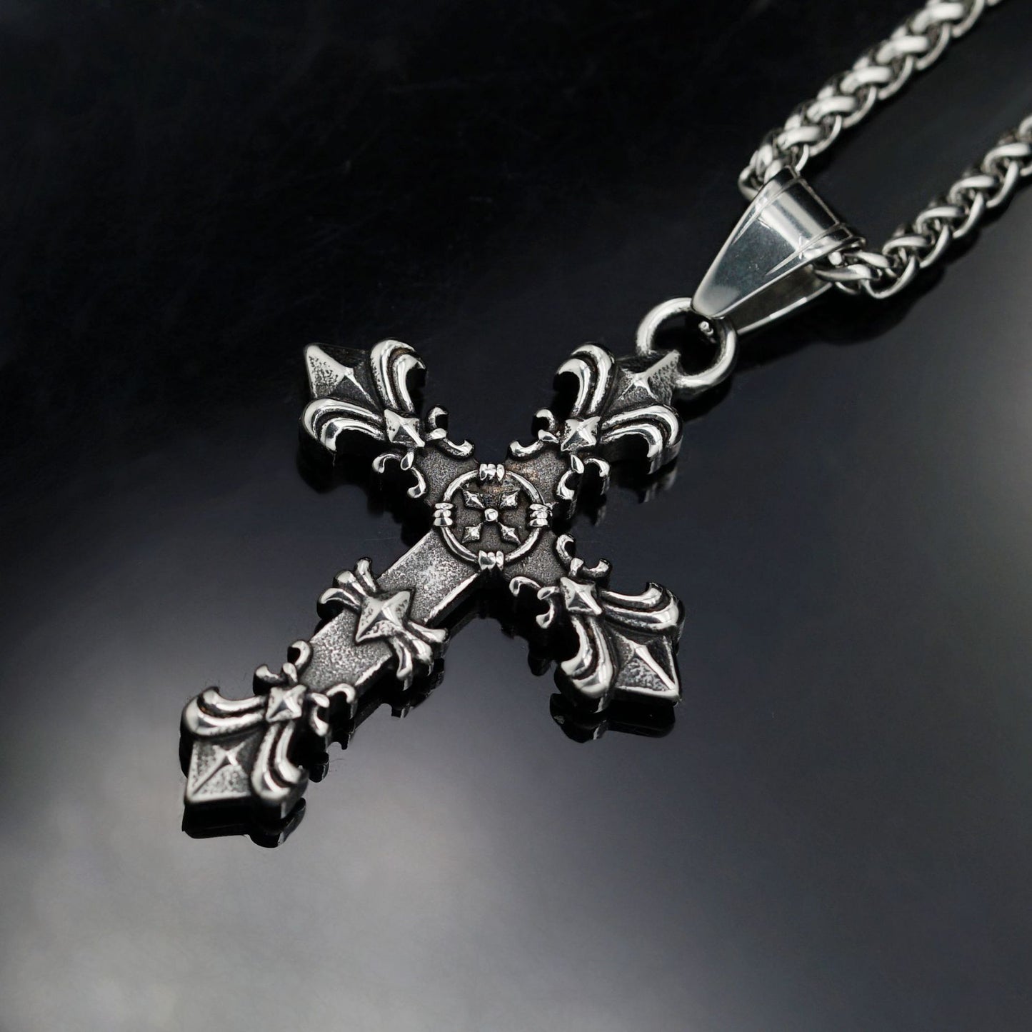 Steel Necklace – Vintage Cross Pendant