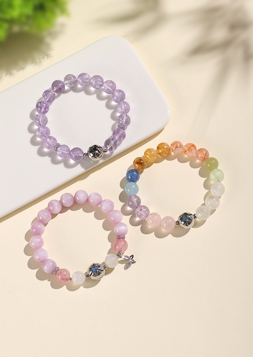 Planderful Fortune's Favor Bracelet – Elegant Pink Crystal and Amethyst Design