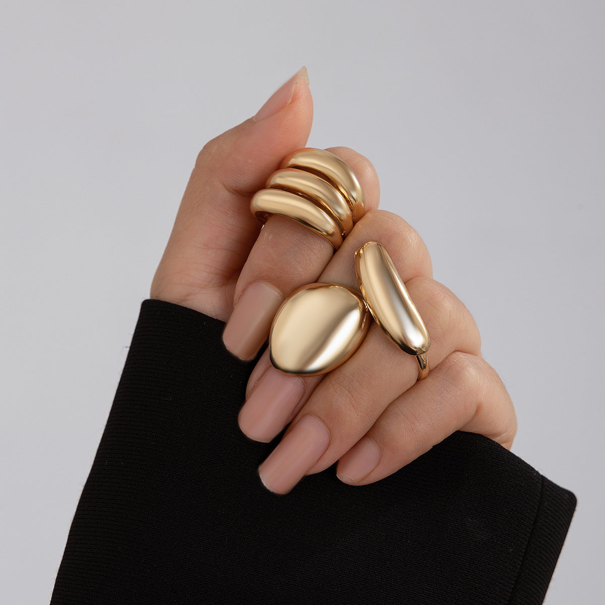 Planderful Vienna Verve Geometric Open Ring Lava Metal Texture For Modern Fashion Lovers
