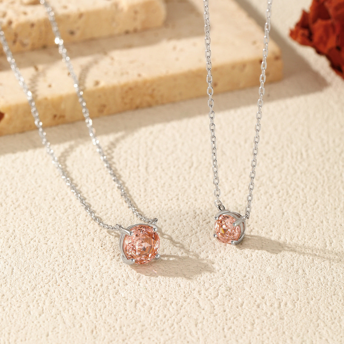 925 Sterling Silver Blush Pink Necklace