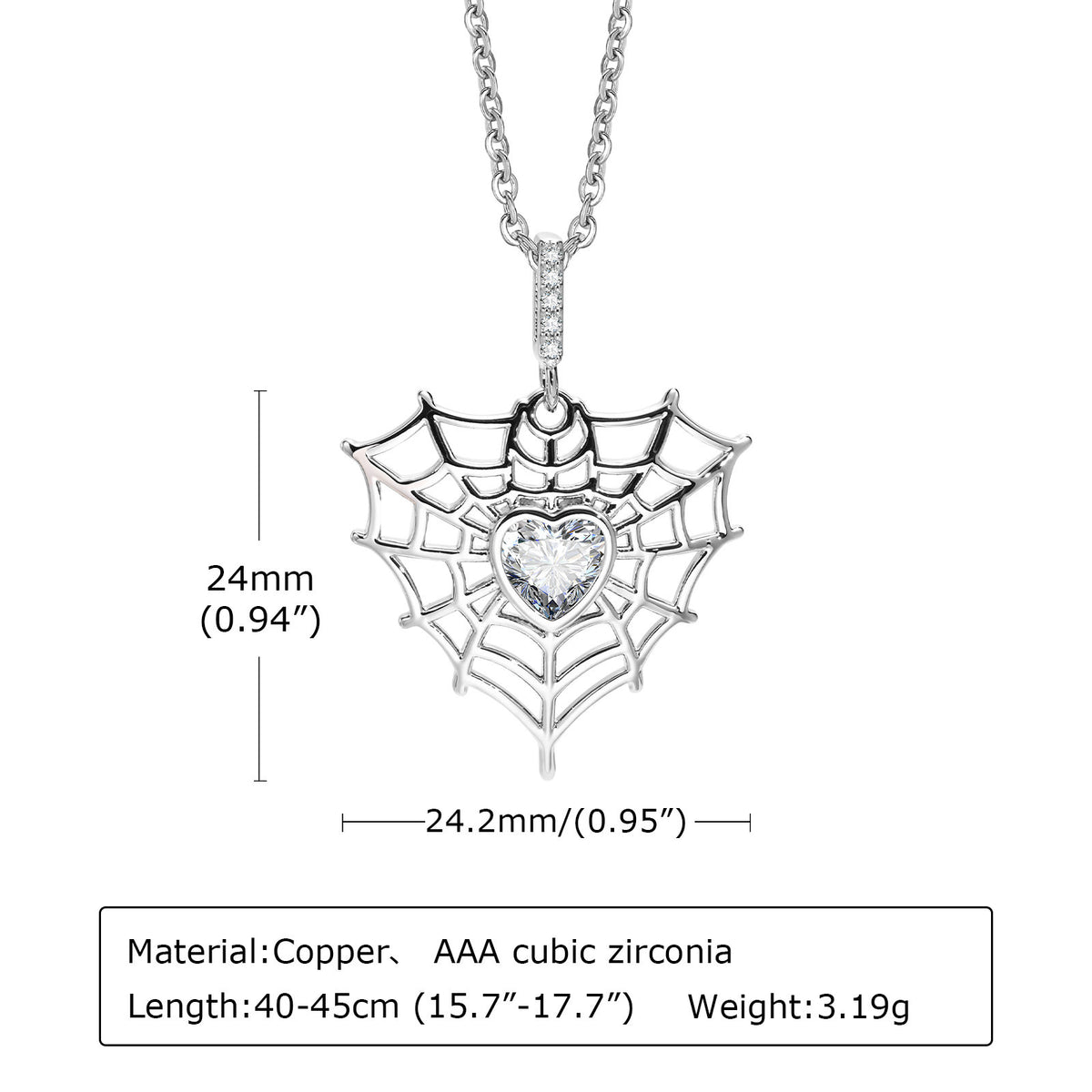 Copper One-Web Love Pendant Gothic Spider Web Love Inlaid Zircon Spider Necklace Couple