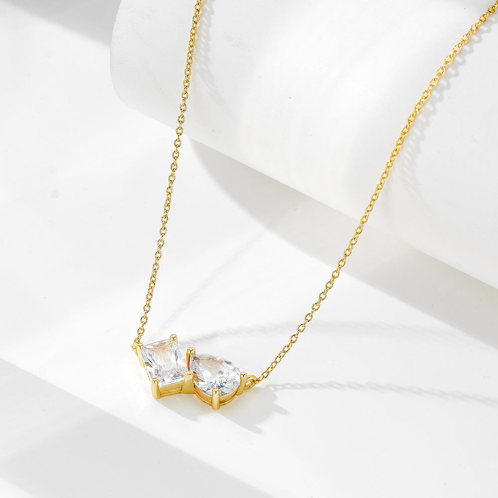 S925 Sterling Silver Pear-Shaped Zircon Pendant Necklace