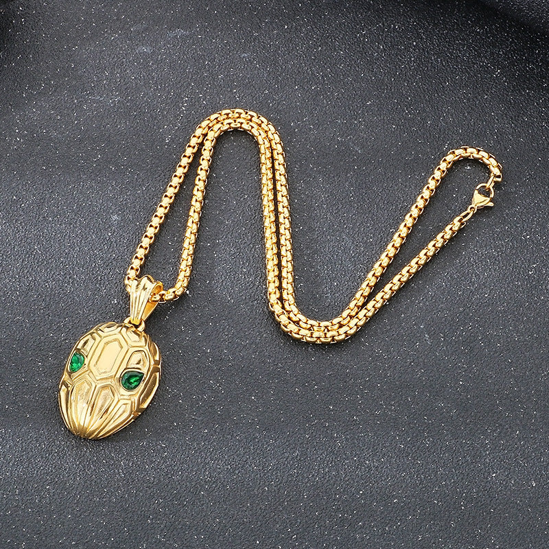 Planderful Zodiac Snake Pendant Vintage Stainless Steel Men