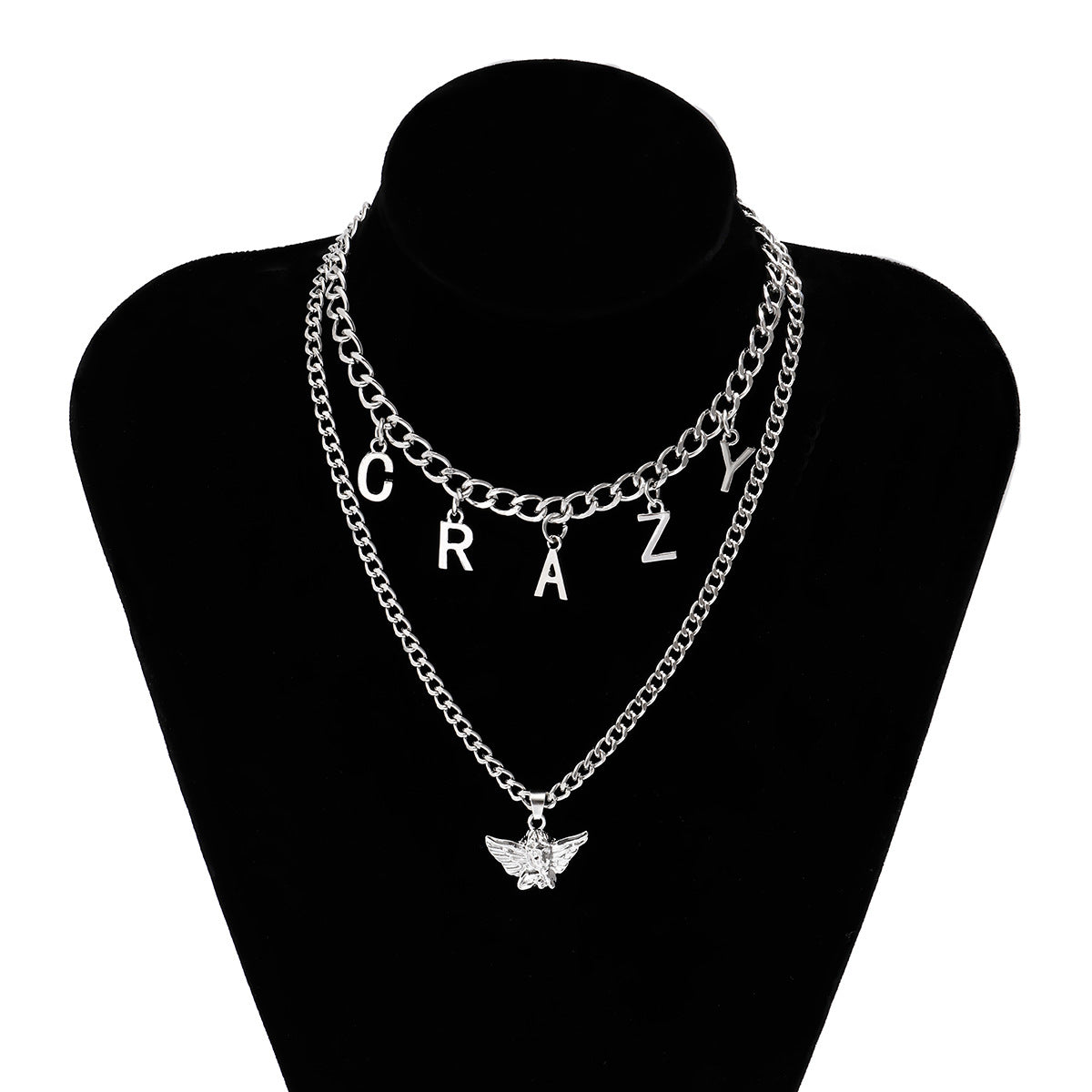 Planderful Vienna Verve Letter Tassel Necklace For Women - Retro Collarbone Chain Hip Hop Angel Style Statement Jewelry