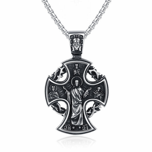 Steel Necklace – Vintage Viking Cross for Men