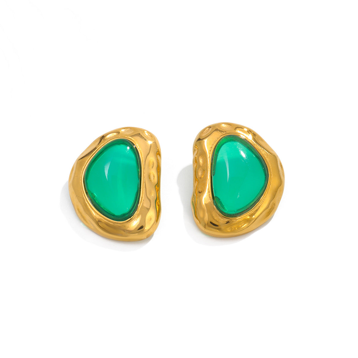 Stainless Steel Stone Earrings For Women Vienna Verve Planderful Retro Hammered Statement Street Style