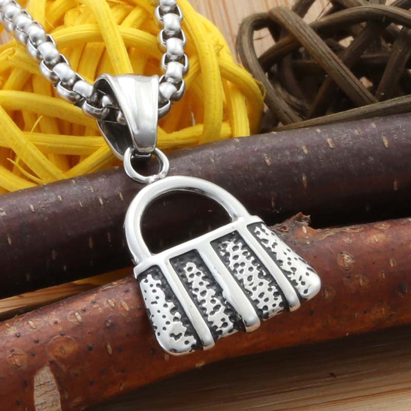 Punk-Inspired Titanium Steel Handbag Pendant Necklace for Trendy Women