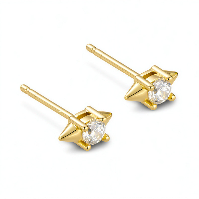 Geometric Conical Earrings Jewelry Daily Sterling Silver Single Zircon Small