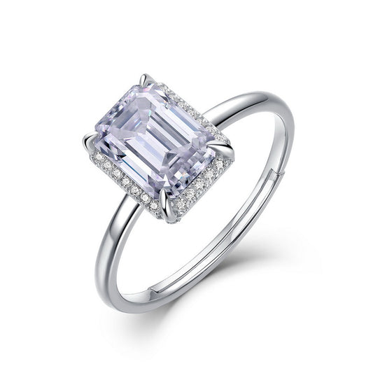 Planderful Four-Prong Moissanite Sterling Silver Ring – 6 × 8 mm, 1.7 ct