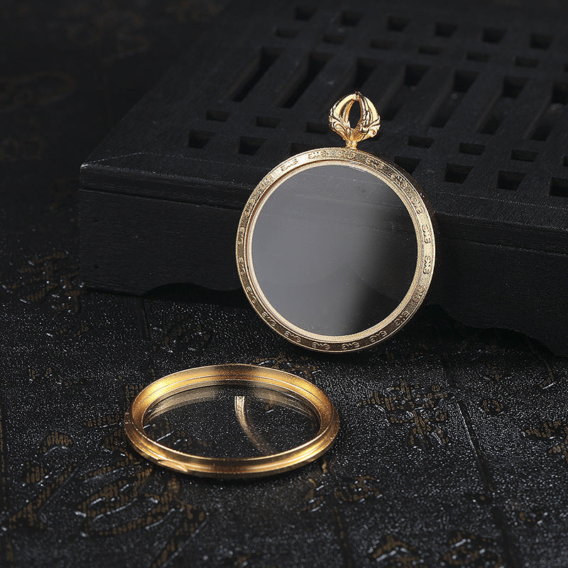 Steel Necklace - Elegant Double Sided Glass Box Pendant With Openable 35mm Inner Chamber For Everyday Wear
