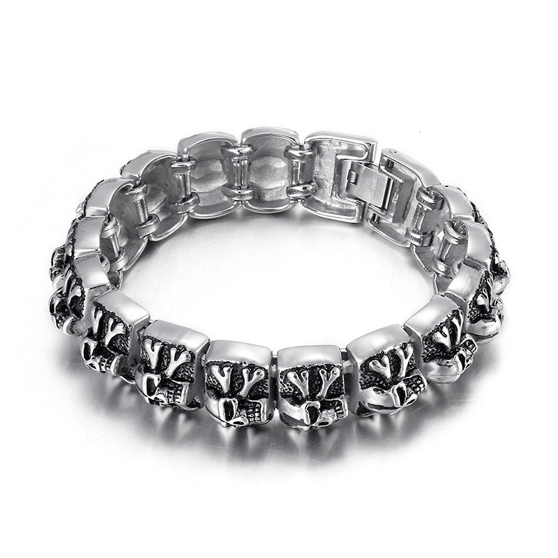 Old Ghost Head Skull Men's Titanium Steel Bracelet