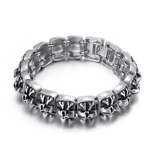 Old Ghost Head Skull Men's Titanium Steel Bracelet