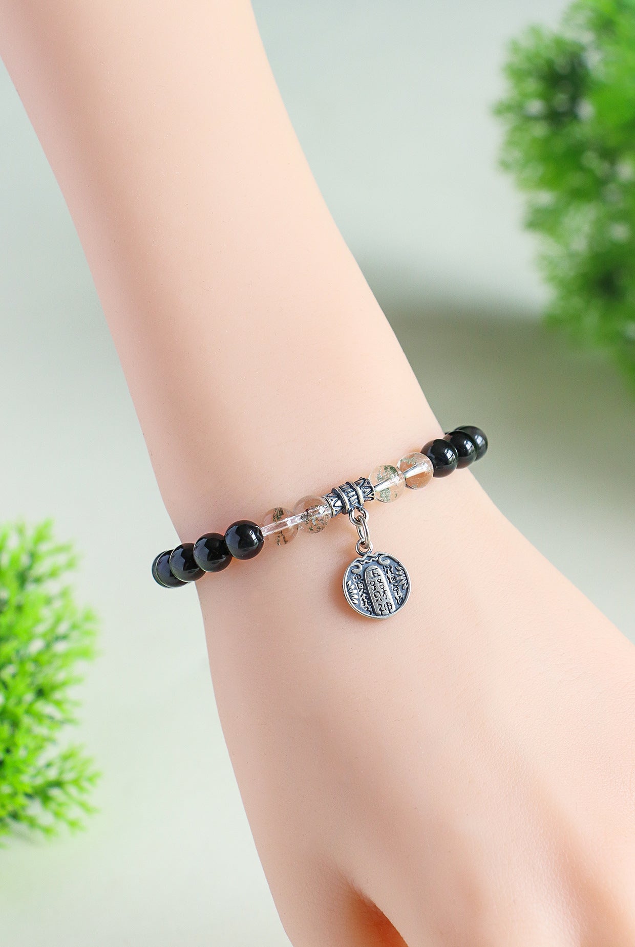 Planderful Fortune's Favor Bracelet – Versatile Obsidian and Green Ghost Crystal Design