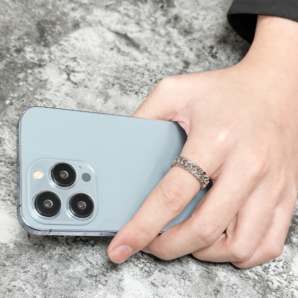 European and American Cold Wind Double-Woven Cuban Chain Ring for Men