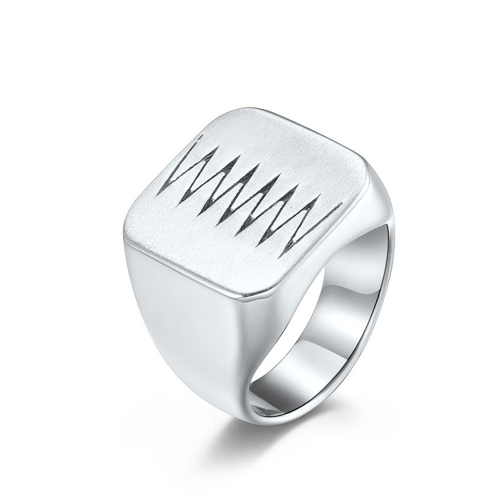 Sewing Cracks Matte Stainless Steel Ring Men's Stainless Steel Black