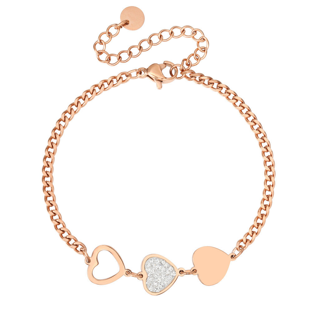 Planderful Shell Zircon Peach Heart Bracelet For Women Chic