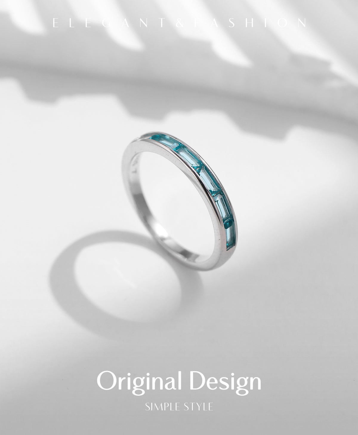 925 Sterling Silver Paraiba-Color Pavé Zircon Square Ring