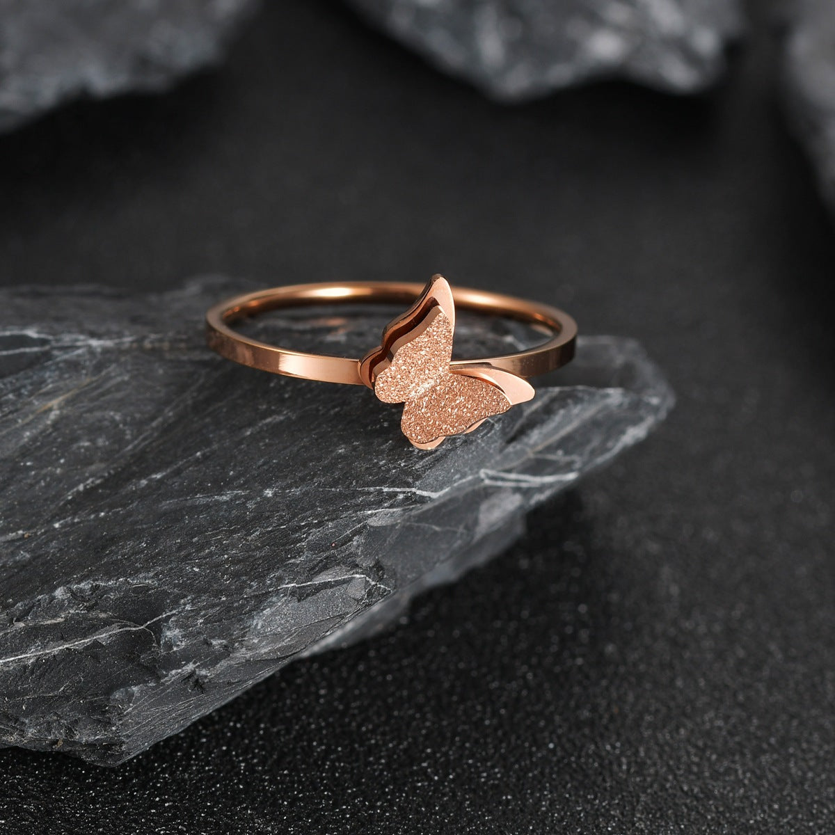 Lucky Cat Butterfly Rose Gold Ring - Everyday Genie Collection