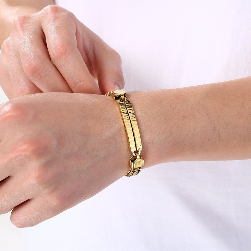 Buckle – One-Word Curved Brand Layered Keel Chain Bracelet