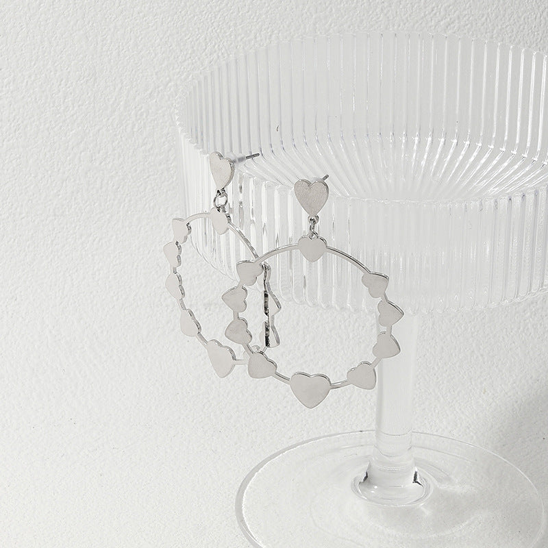 Vintage Inspired Metal Love Pendant Earrings in Internet Red Style