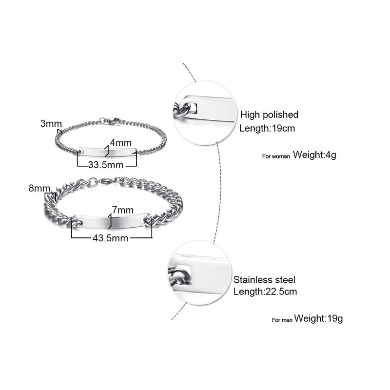 Fashionable Simple Curved Brand Stainless Steel Bracelet Unisex