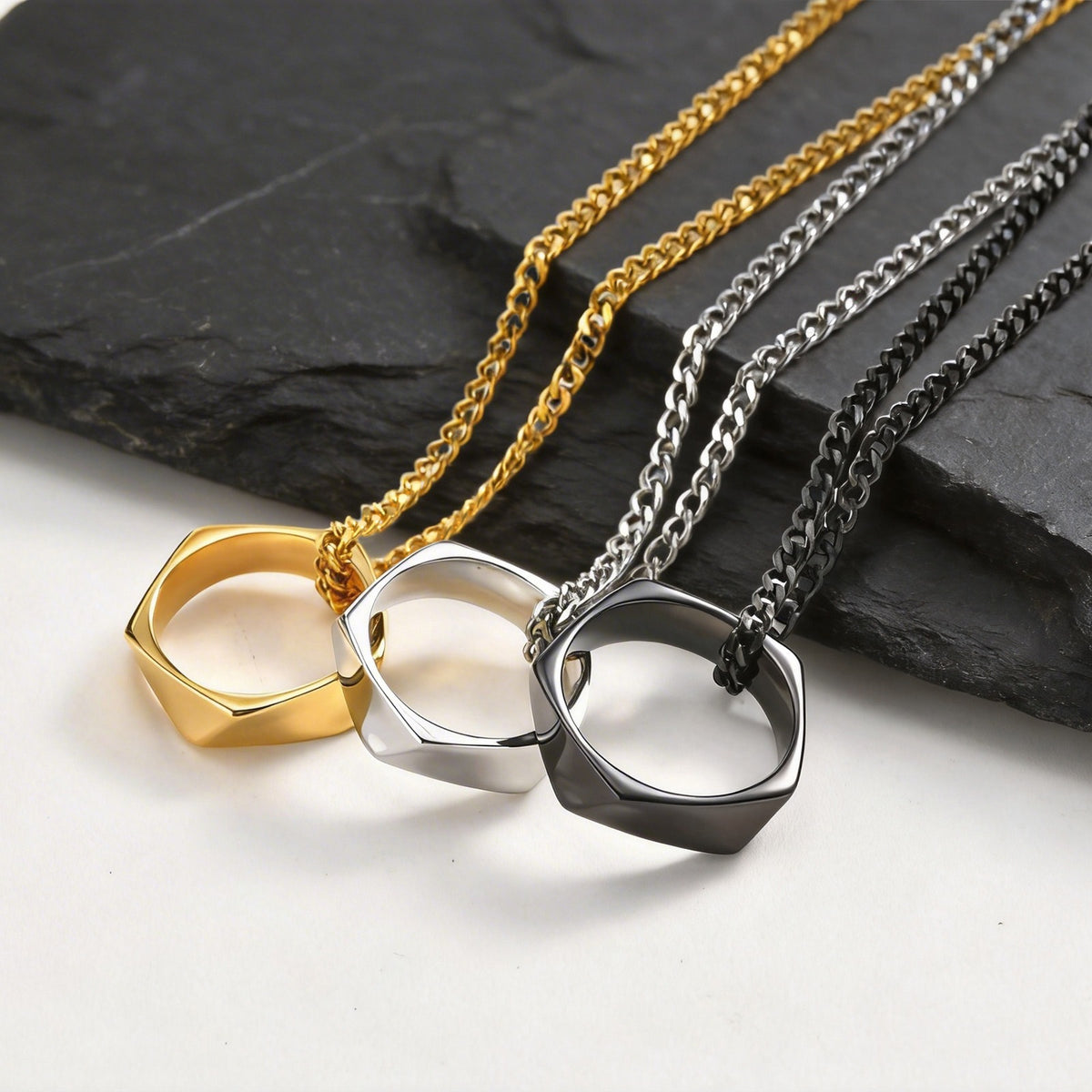 Cold Wind Stainless Steel Design Geometric Mobius Ring Pendant