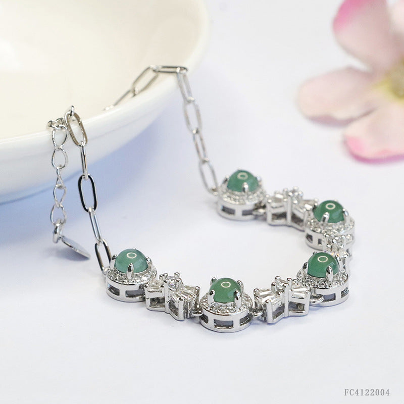Blue Water Jadeite Bow Bracelet