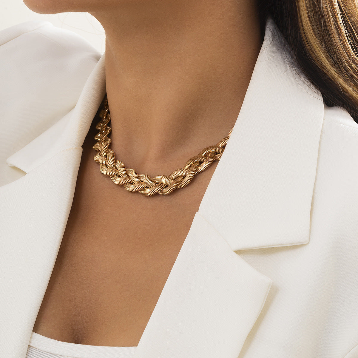 Creative Woven Snake Chain Necklace with a Retro Twist