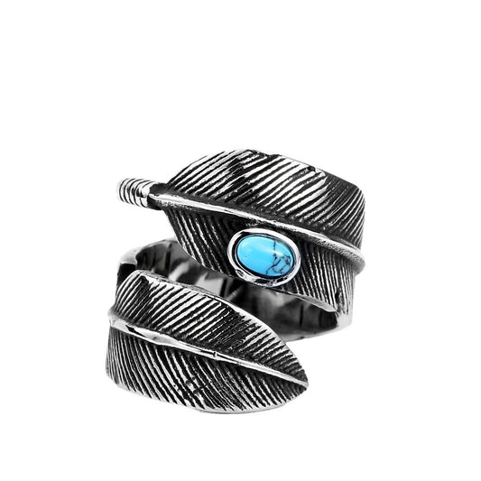 Stylish Unisex Titanium Steel Turquoise Takahashi Ring with Adjustable Fit