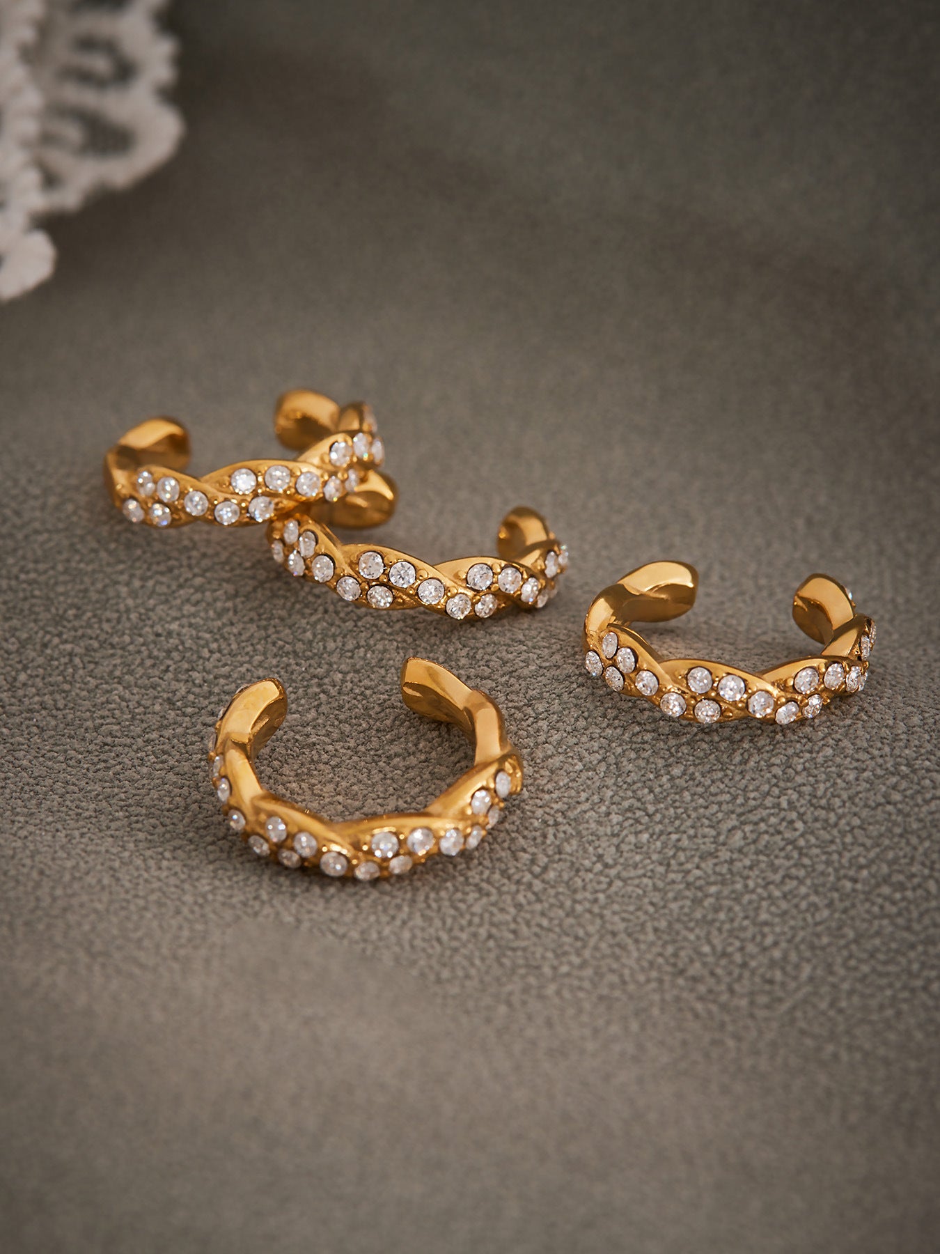 Planderful Women Zircon Ear Bone Clip Earrings 18K Gold