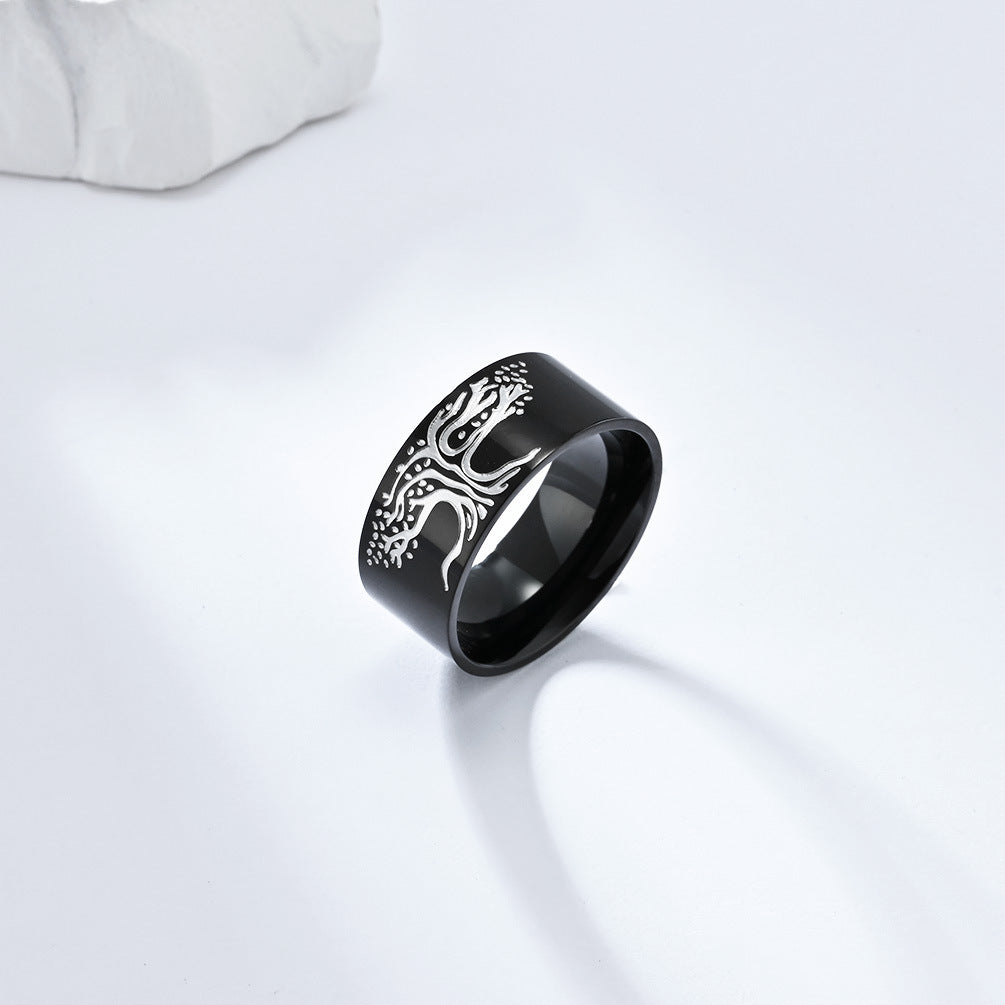 Planderful Tree Of Life Ring For Men Durable Stainless Titanium Steel Everyday Genie Collection