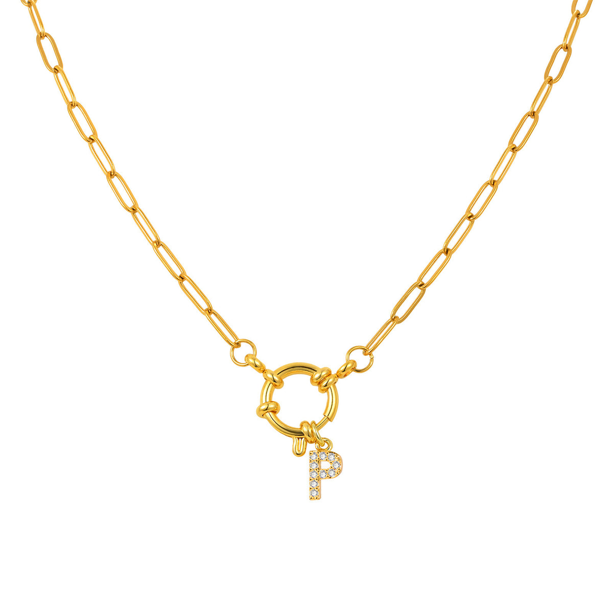 Name Letter Stainless Steel Small Square Chain Bubble Buckle Copper 26 Letter Necklace