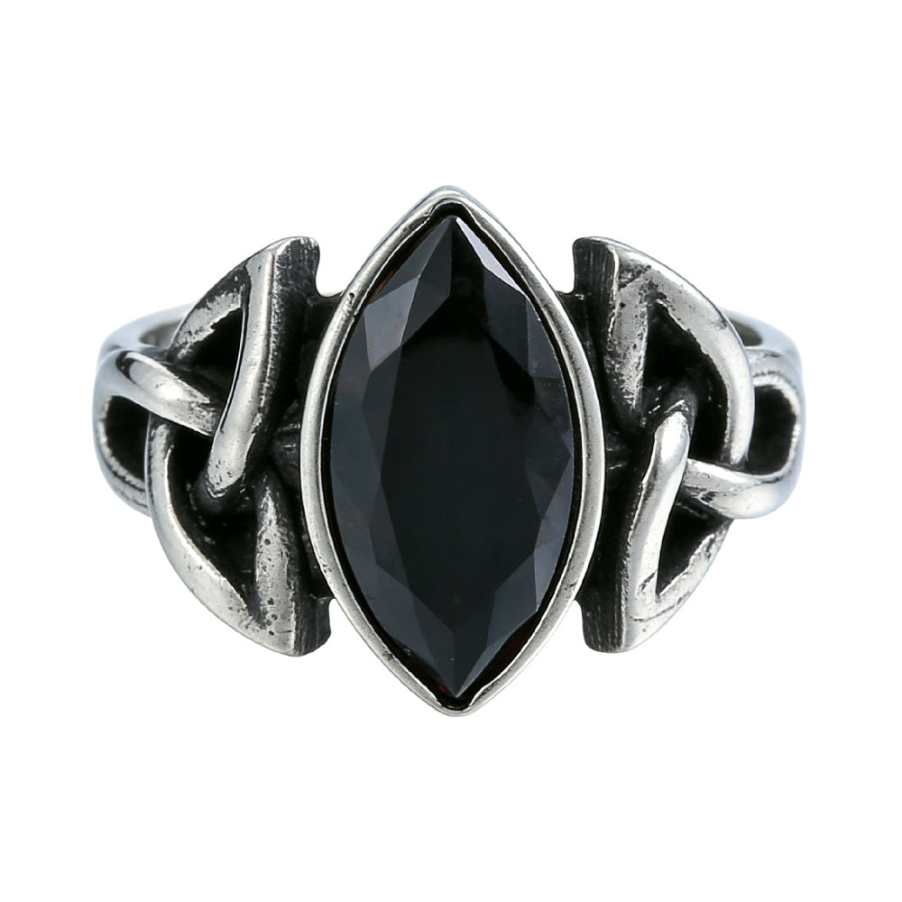 Planderful Stainless Steel Celtic Knot Ring For Men And Unisex Retro Titanium Zircon Accent