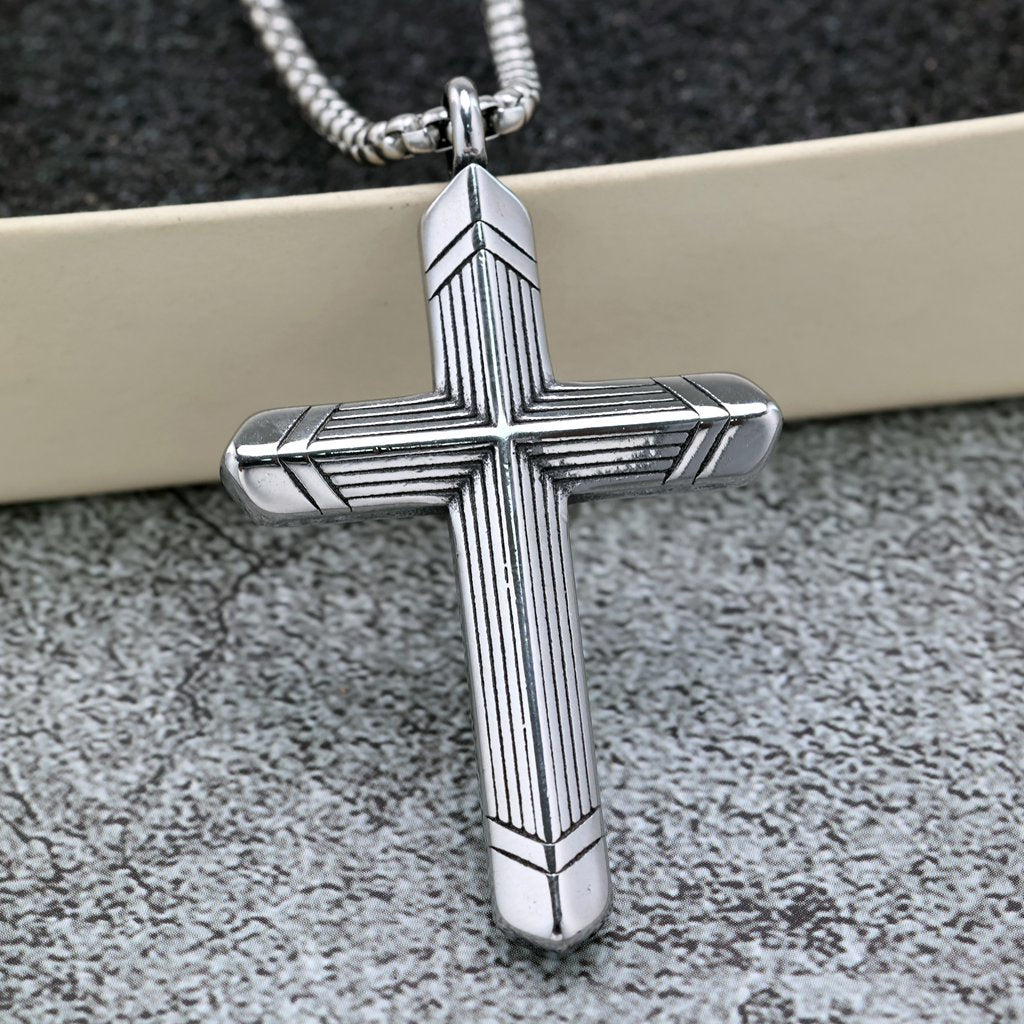 Vintage Cross Stainless Steel Pendant Necklace