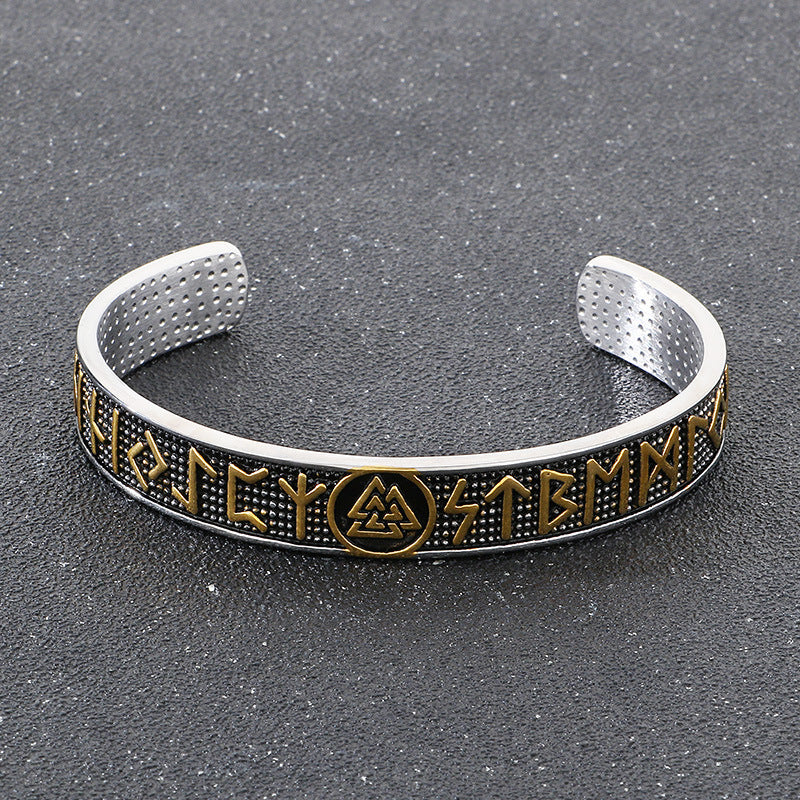 Steel Bracelet - Vintage Nordic Odin Rune Triangular Knot