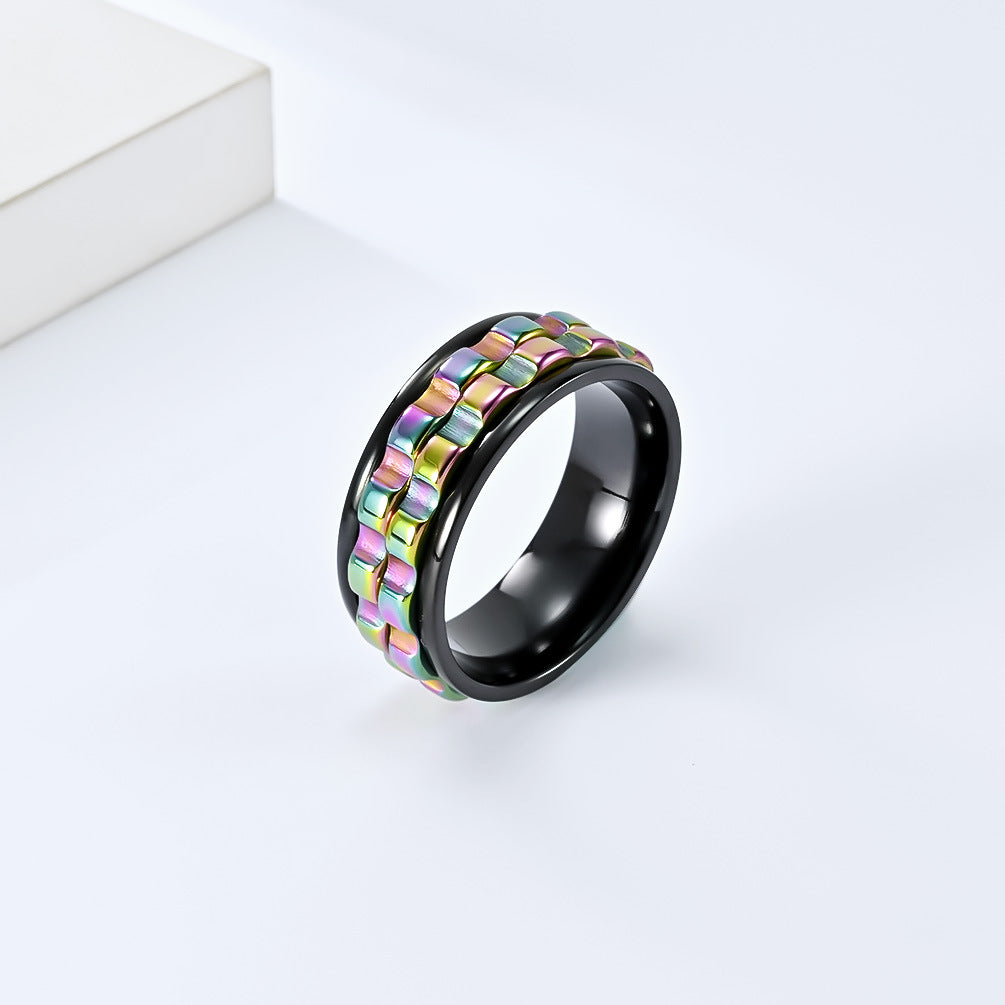 Planderful Everyday Genie Rotating Gear Ring Stainless Steel Stress Relief Unisex Ring Size 7 12