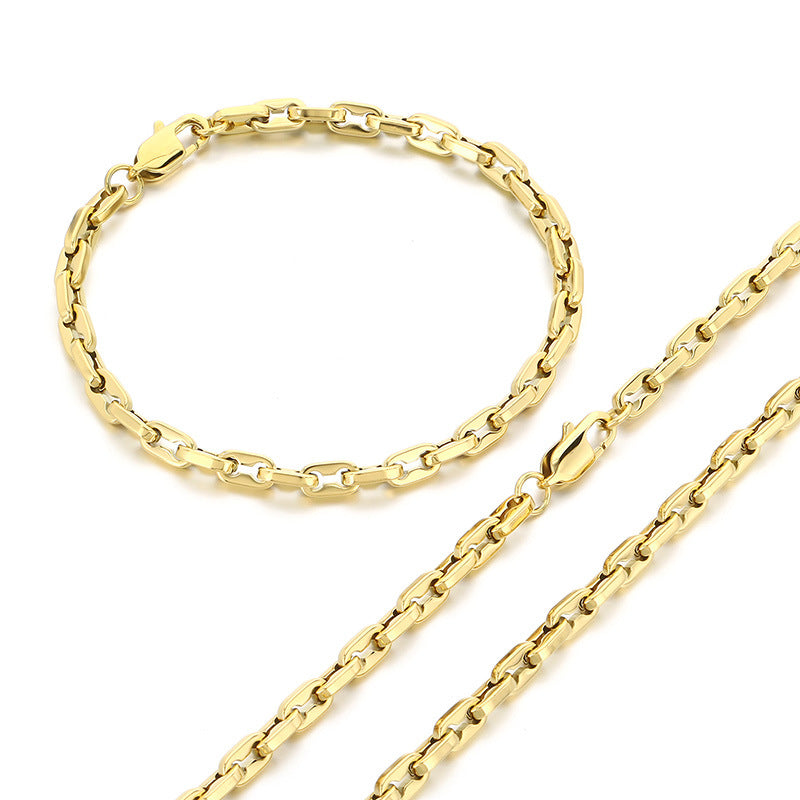 Planderful Premium Titanium Steel Mens Bracelet Interlock