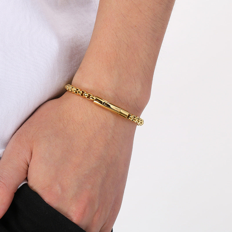 Stylish & Lettering Necklace – Hip-Hop Square Pearl Chain Bracelet
