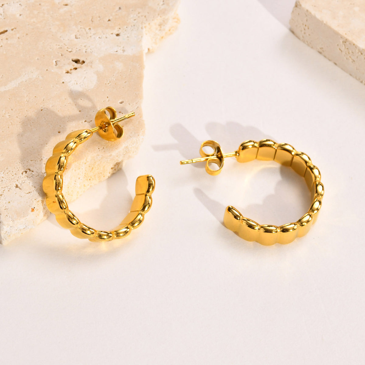 Modern Gold-Tone Stainless Steel Earrings