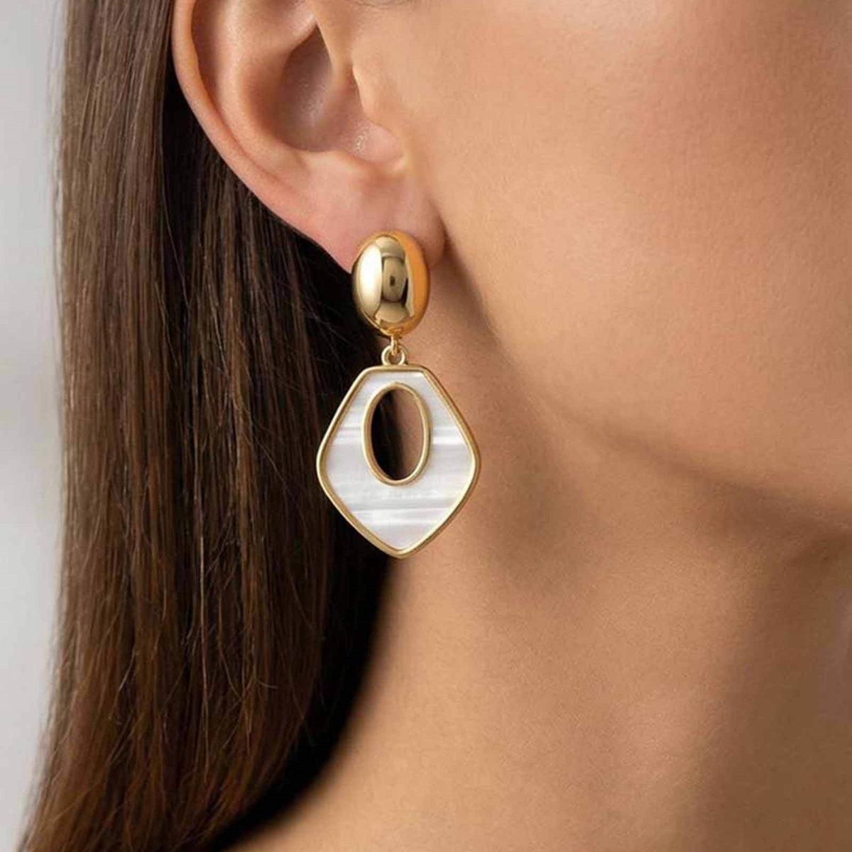 Gold-Tone Mother-of-Pearl Geometric Drop Earrings